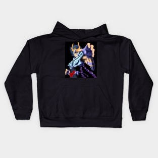 ikki the phoenix saint in immortal myth cloth in saint seiya art ecopop in black Kids Hoodie